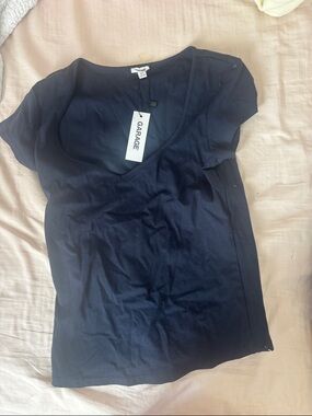 Garage Navy Scoop Neck Short Sleeve Tee